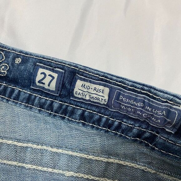 Miss Me Rhinestone Bling Mid Rise Easy Shorts Denim y2k Womens 27 Cowgirl Rodeo - Picture 8 of 9